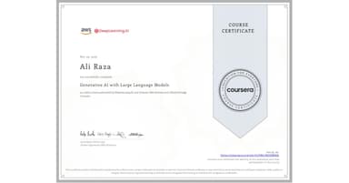 Generative AI with Large Language Models certificate preview